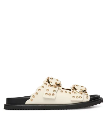 Papuci dama,  piele naturala, bej