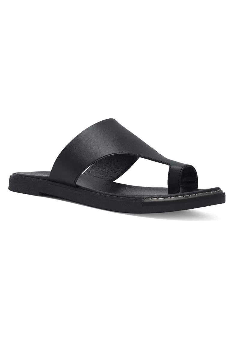 Slapi dama,  piele naturala, negru, material sintetic