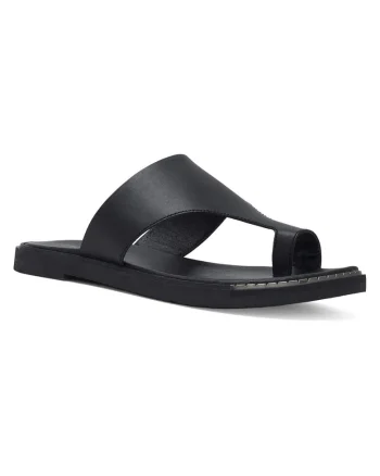 Slapi dama,  piele naturala, negru, material sintetic
