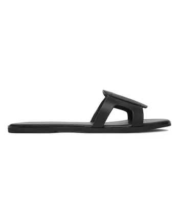 Papuci dama,  piele naturala, negru, design minimalist