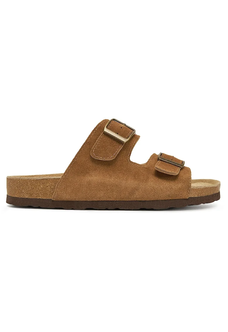 Papuci dama,  piele naturala, maro, eleganti