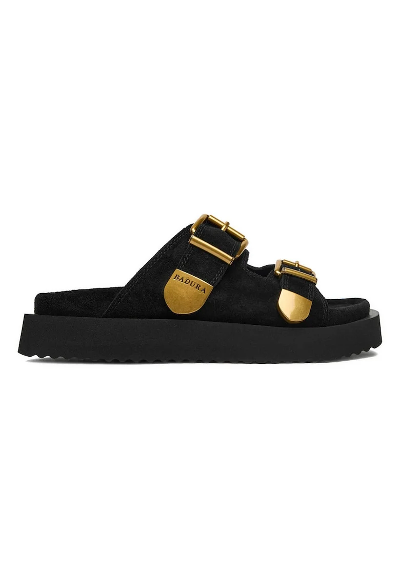 Papuci dama,  piele naturala, negru