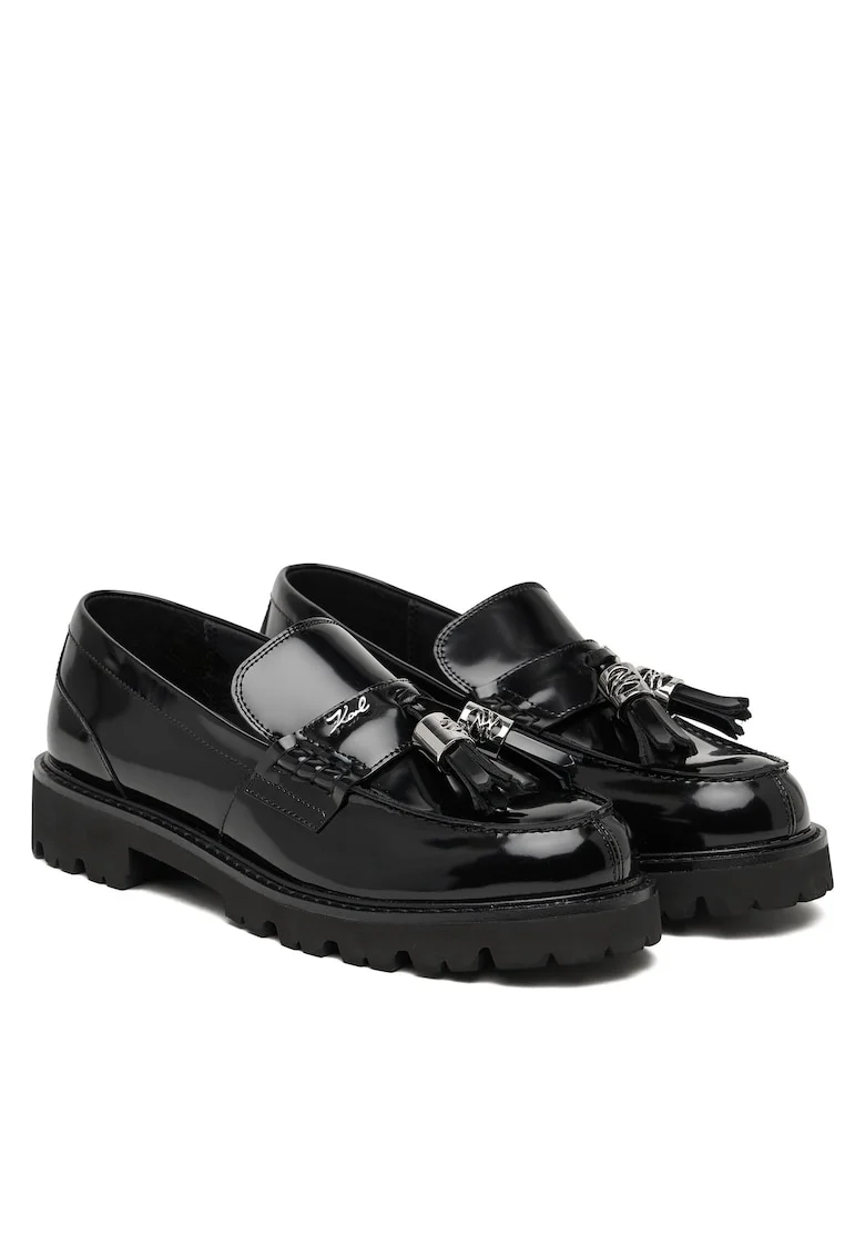 Mocasini dama  piele lacuita, talpa groasa, negru