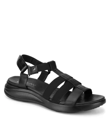 Sandale dama,  textil, negru, sistem inchidere Velcro,