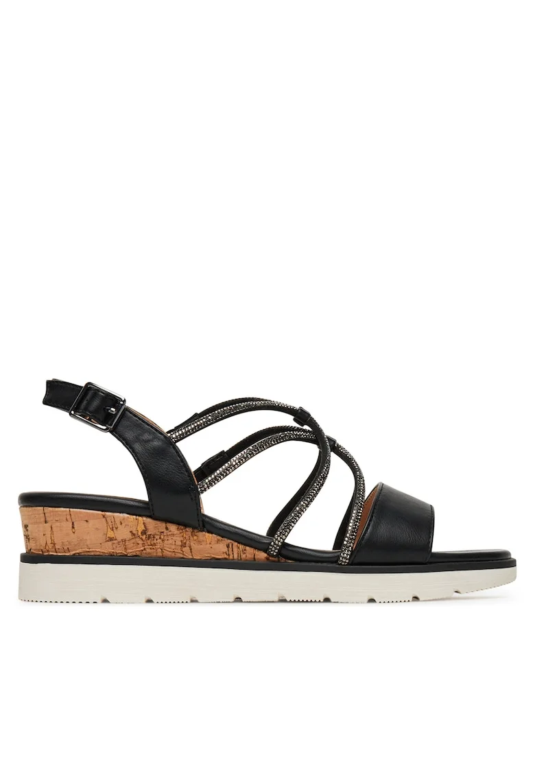 Sandale dama,  sintetic, negru/maro