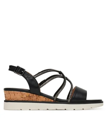 Sandale dama,  sintetic, negru/maro