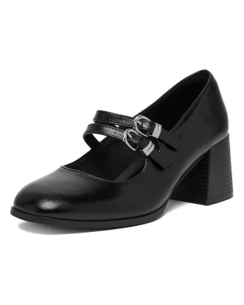 Pantofi pentru dama,  toc clasic, negru, sintetic