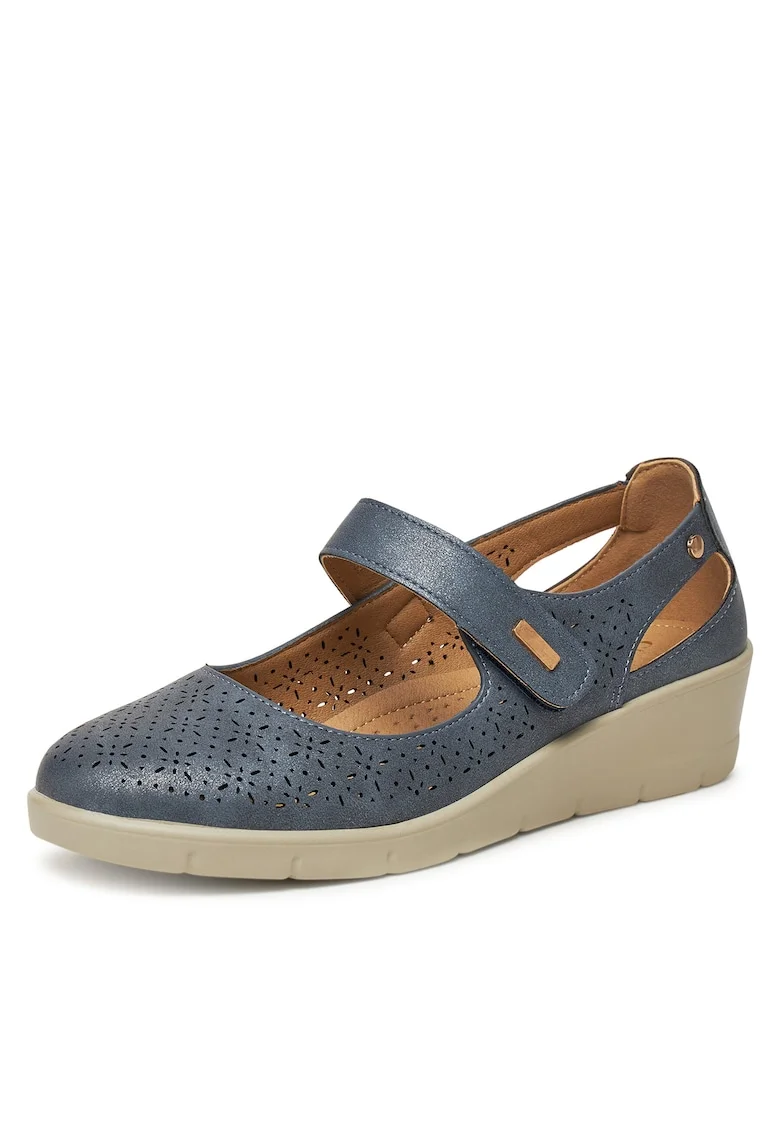 Pantofi dama,  bleumarin, sintetic, inchidere velcro