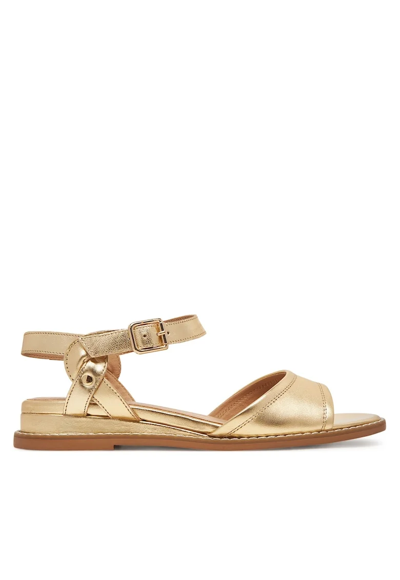 Sandale dama,  piele naturala, auriu, confortabile