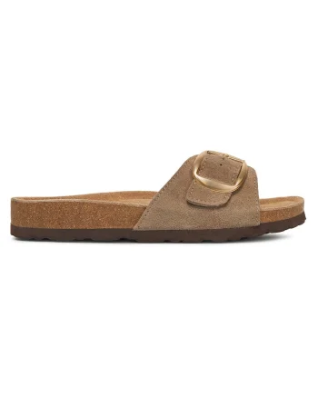 Papuci dama,  piele naturala, maro, design elegant