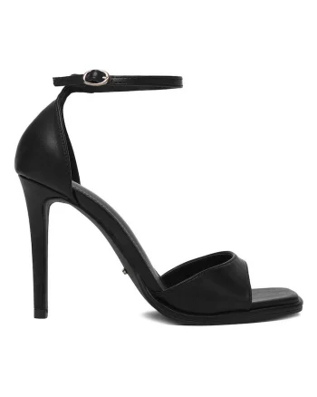 Sandale dama,  stiletto, negru, piele ecologica