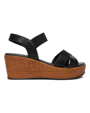 Sandale dama  piele naturala, negru/maro
