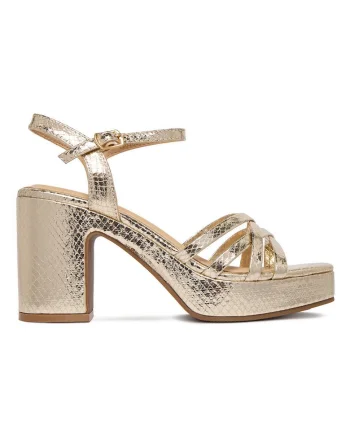 Sandale dama,  piele ecologica, toc clasic, auriu
