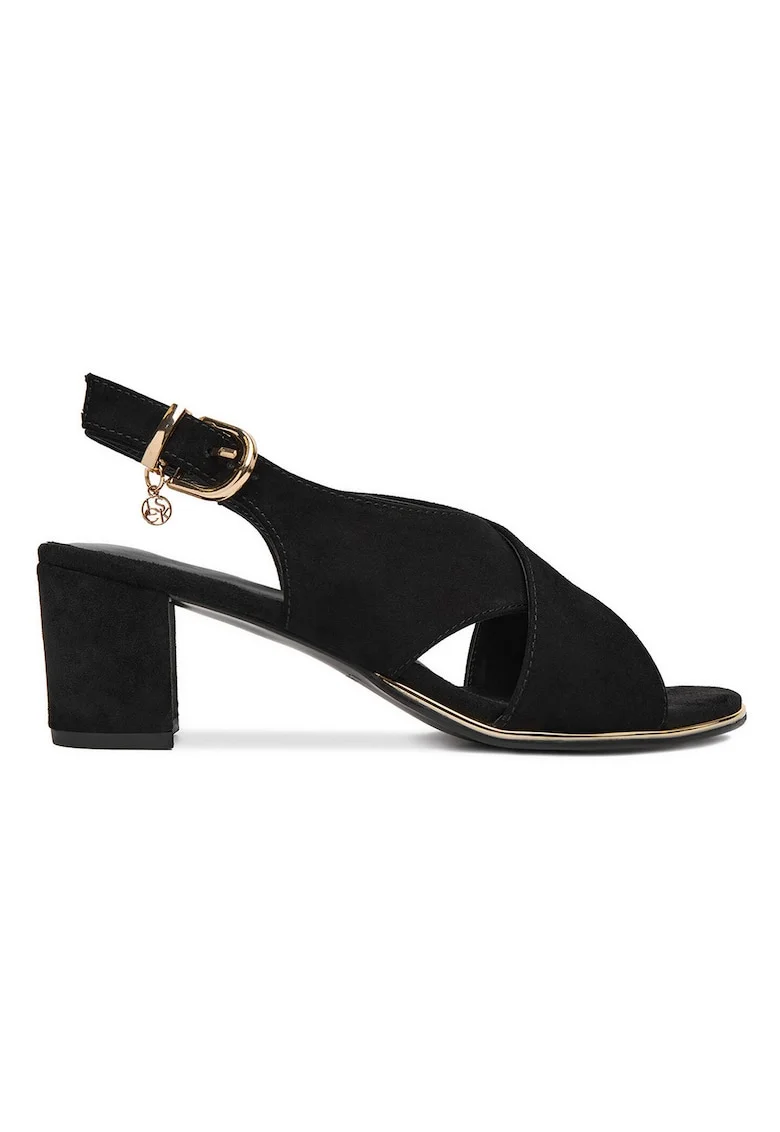 Sandale dama,  piele naturala, toc clasic, negru