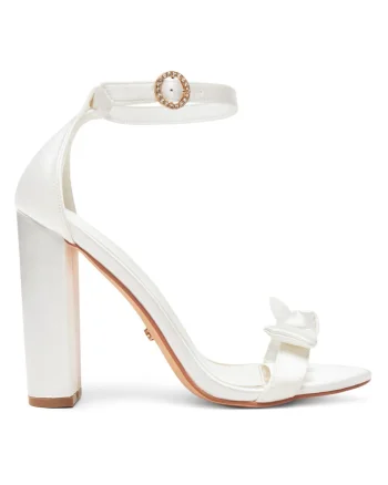 Sandale dama,  piele ecologica, toc bloc, alb