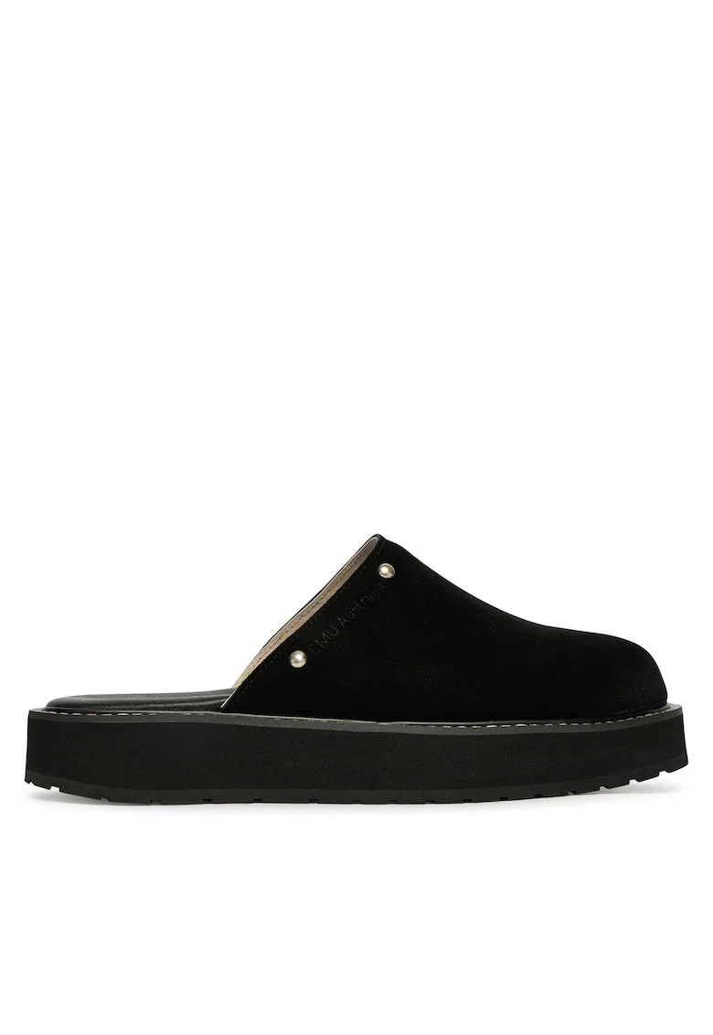Papuci dama,  W13285, piele naturala, negru
