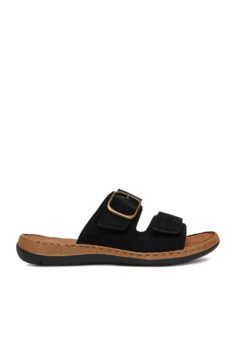 Papuci dama,  piele naturala, negru