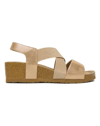 Sandale dama,  piele naturala, auriu, sistem inchidere Velcro