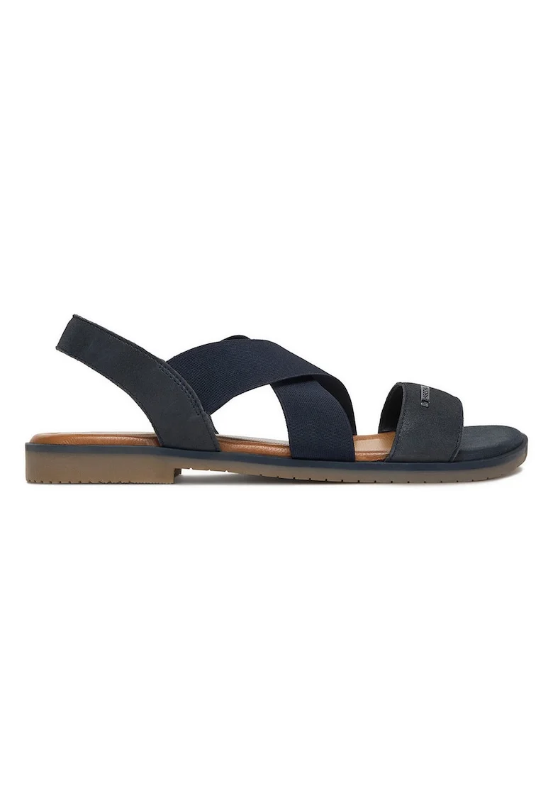 Sandale dama,  piele naturala, bleumarin, curele elastice