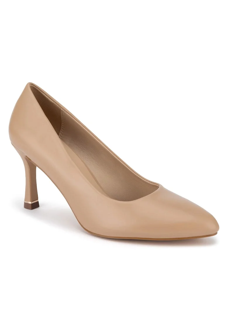 Pantofi dama,  stiletto, bej, piele ecologica