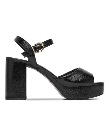 Sandale de dama,  toc clasic, negru, material sintetic