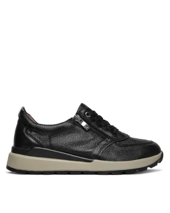 Tenisi de dama,  piele naturala, negru, fermoar