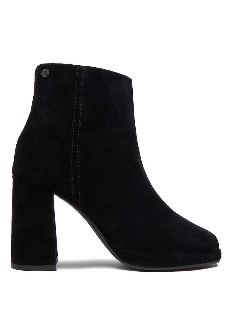 Botine dama,  piele naturala, negru, toc clasic, cu fermoar