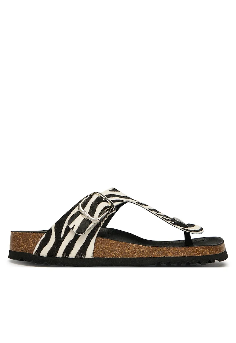 Slapi dama,  piele naturala, multicolor