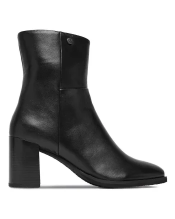 Botine dama,  piele naturala, negru, toc clasic, fermoar