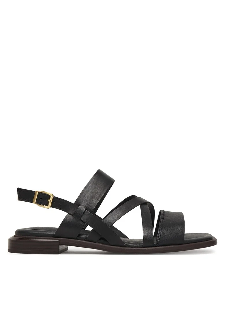 Sandale dama  piele naturala, negru, material sintetic