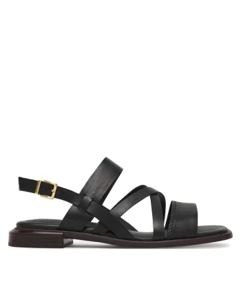 Sandale dama  piele naturala, negru, material sintetic