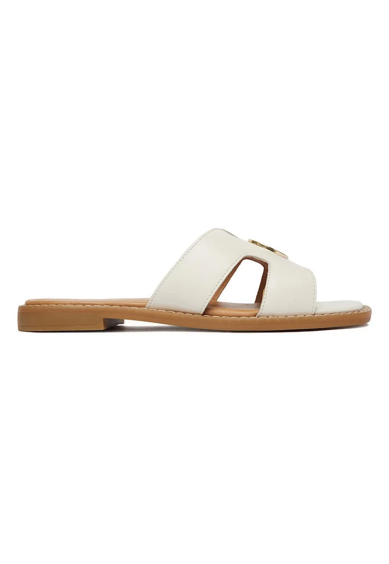 Papuci dama,  piele naturala, alb