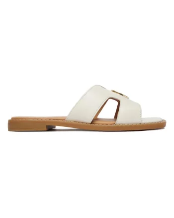 Papuci dama,  piele naturala, alb