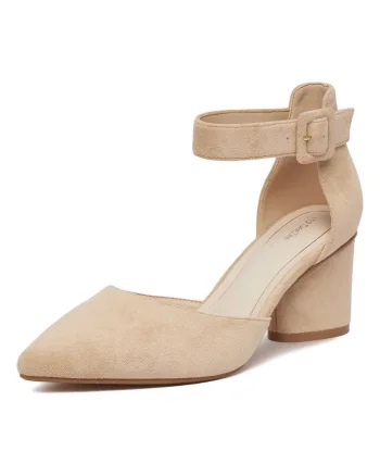 Pantofi dama,  textil, toc clasic, bej