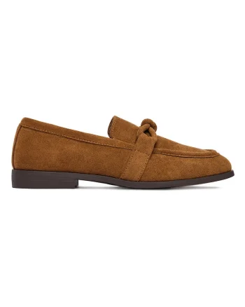 Mocasini dama,  material textil, maro