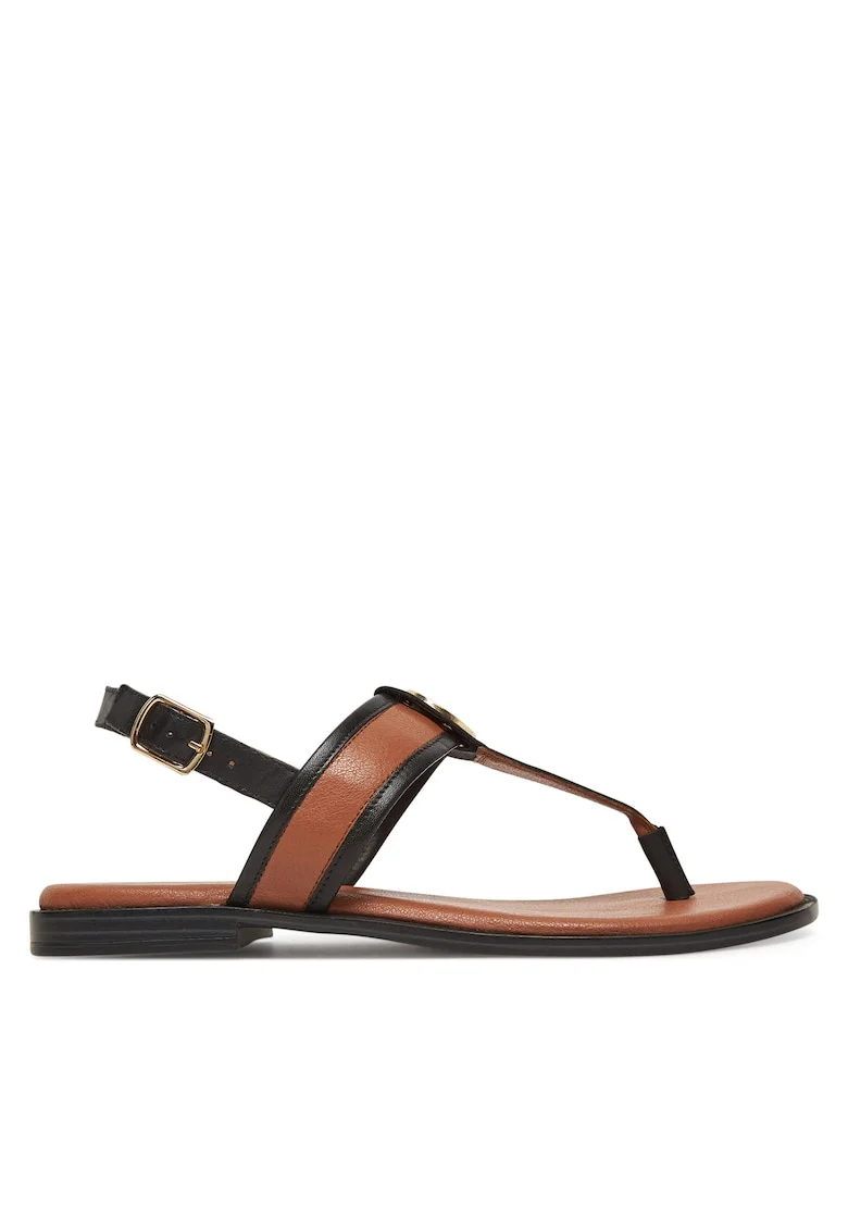 Sandale dama,  piele naturala, negru/maro