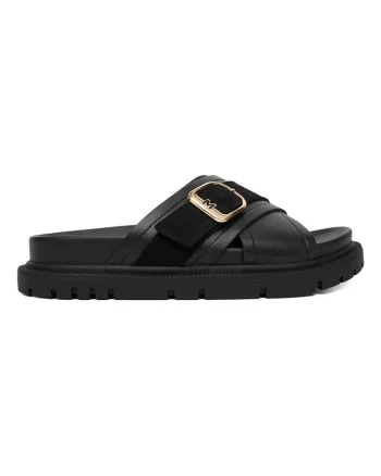 Papuci dama,  piele naturala, negru, pentru femei
