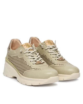 Pantofi dama,  piele naturala, talpa groasa, verde