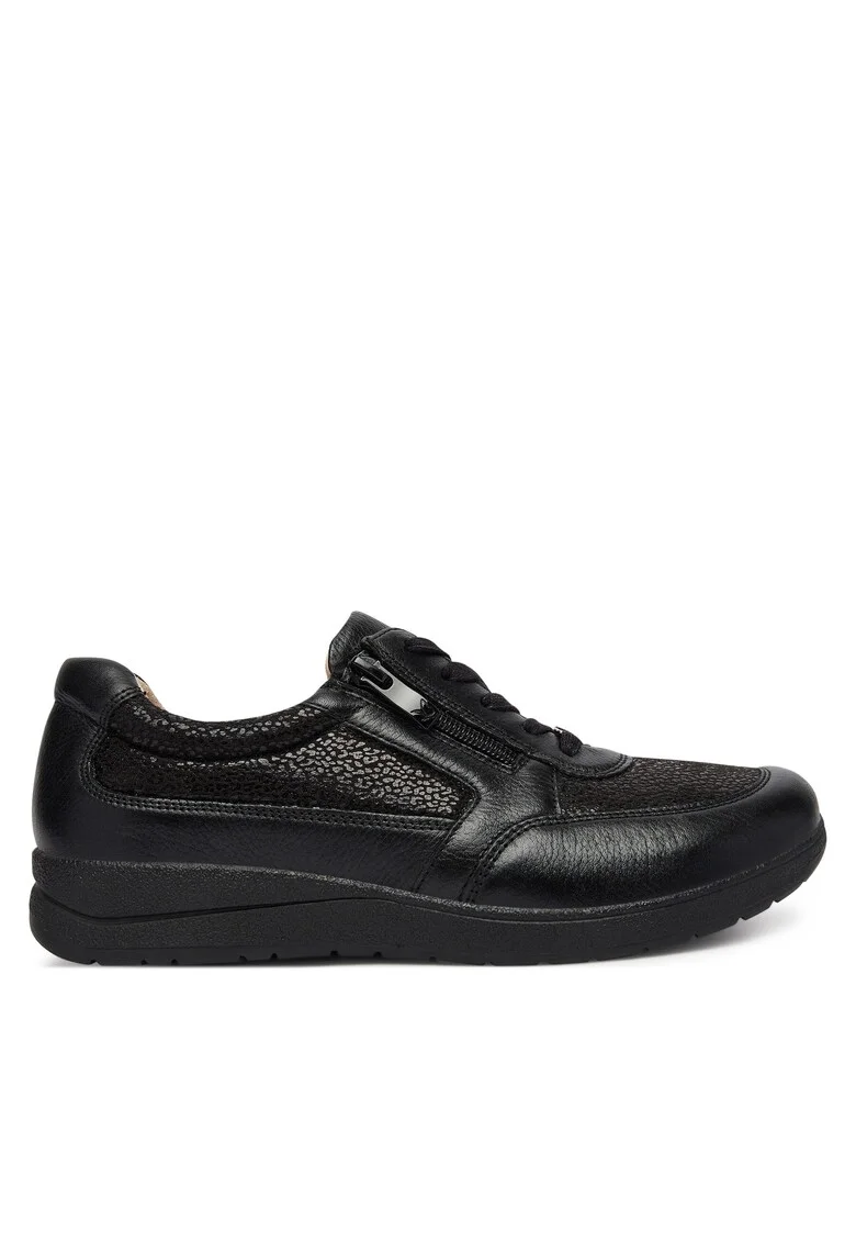 Tenisi dama,  negru, fermoar, Negru