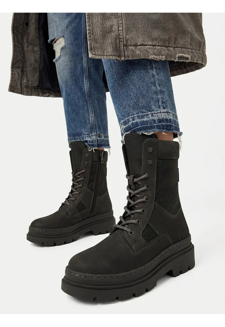 Ghete dama, G-Star Raw, piele naturala, fermoar, gri,