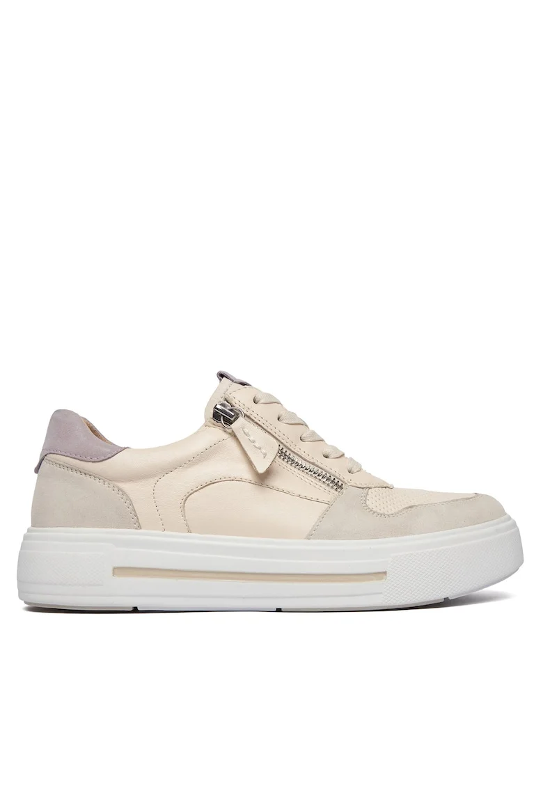 Pantofi dama,  piele naturala, fermoar, bej