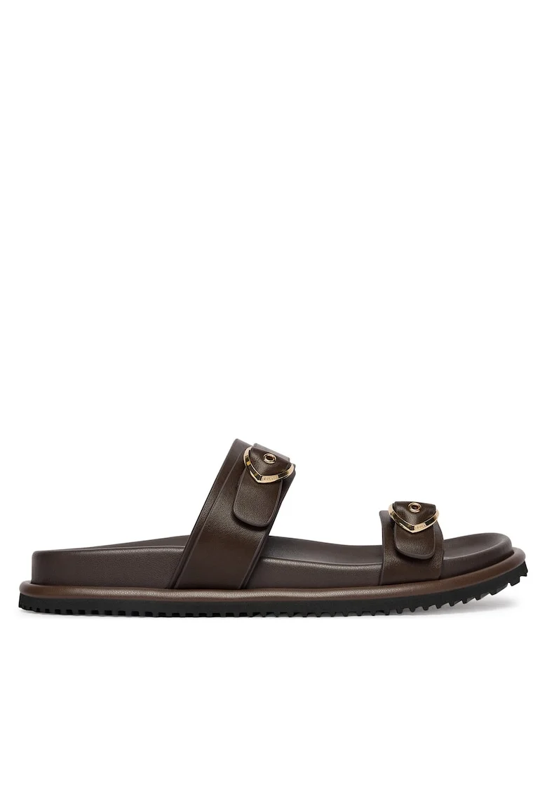 Papuci dama,  piele naturala, maro