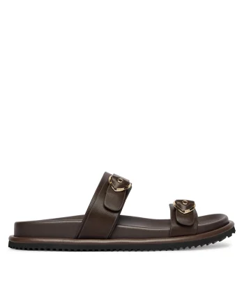 Papuci dama,  piele naturala, maro