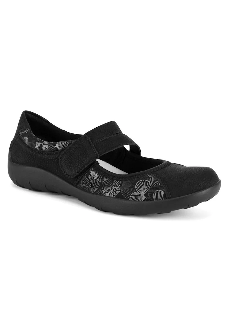 Balerini dama,  material textil, negru, inchidere cu arici,