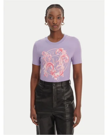 Tricou dama,  slim fit, violet, bumbac/elastan,