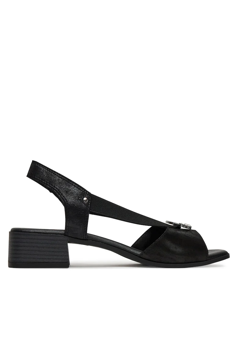 Sandale dama piele naturala toc bloc, Negru
