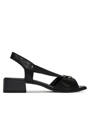 Sandale dama piele naturala toc bloc, Negru