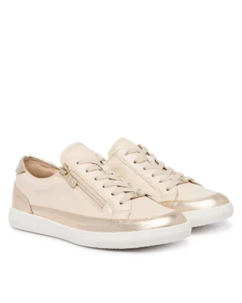 Pantofi dama,  piele naturala, fermoar, bej,