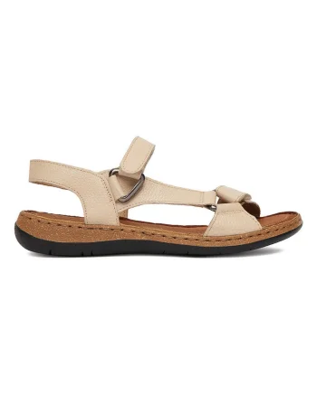 Sandale dama,  piele naturala, bej, sistem inchidere Velcro,