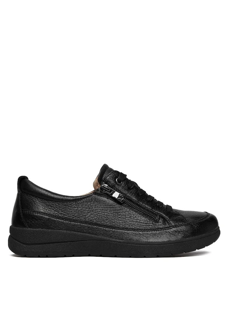 Tenisi dama,  piele naturala, fermoar, negru